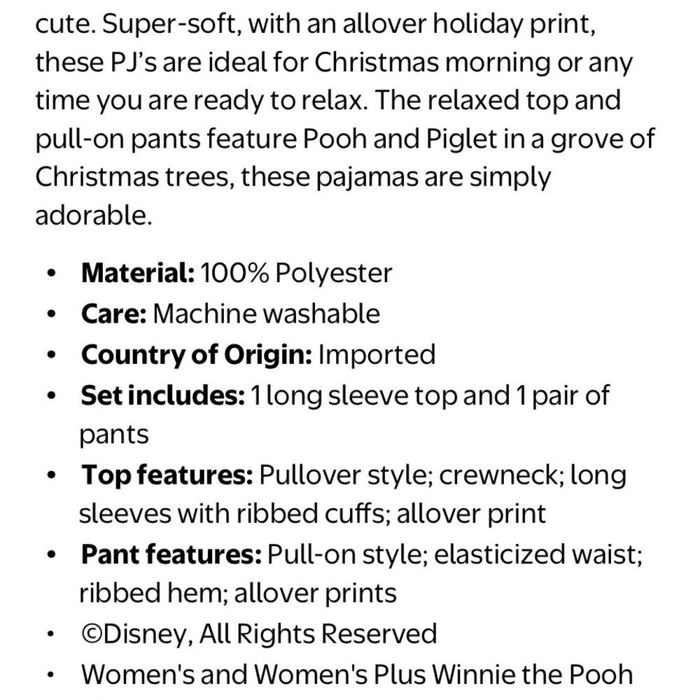 Disney Women’s Winnie The Pooh Holiday 2-pc PJ’s. Size 2X (18W-20W)-very soft. - Picture 12 of 12